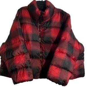 Old navy water resistant red plaid women’s coat small
